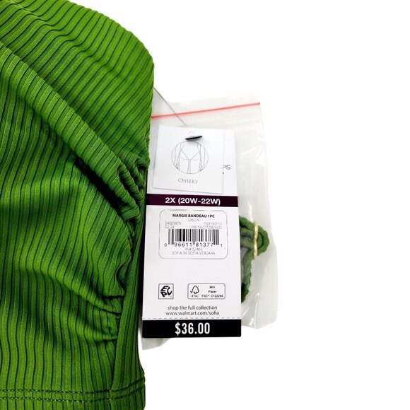 Green Plus Size 2X Strapless One-Piece Swimsuit W/Detachable Straps Gold Accent - Picture 7 of 8